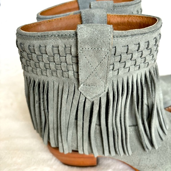 FRYE Steel Blue Suede Sacha Fringe Leather Western Bootie--NEW--7.5 - Picture 6 of 16